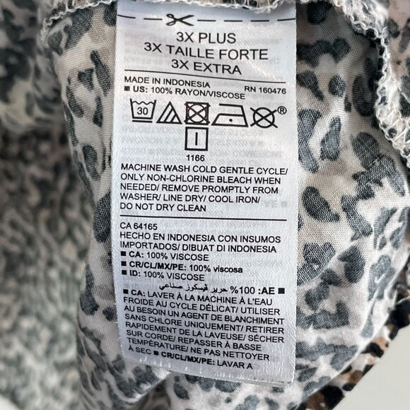Old Navy Plus 3X Leopard Animal Print Blouse Rayon Tunic Top Long Sleeve - Picture 5 of 10
